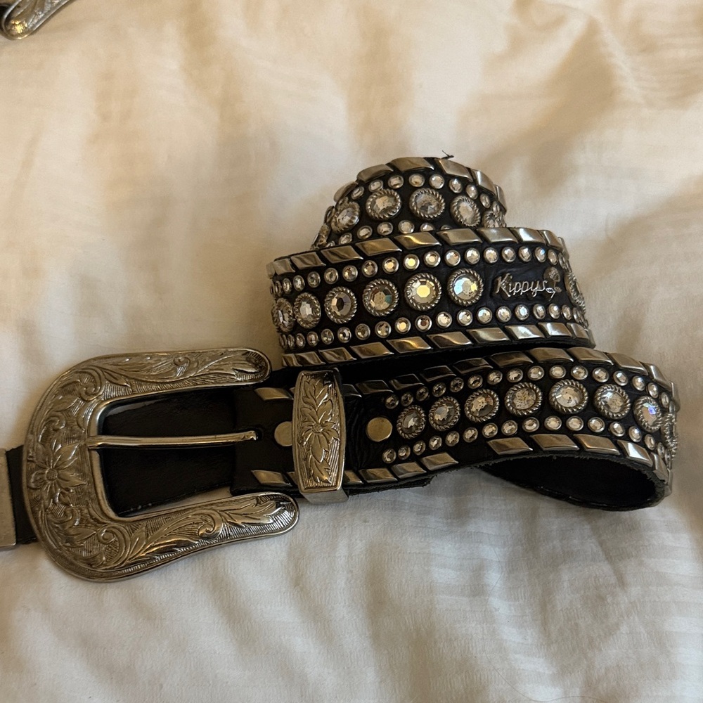 Kippys black Studded Belt with Silver Buckle 34